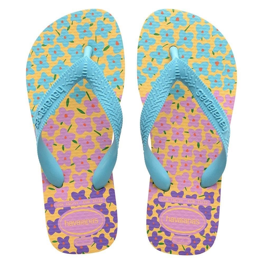 Havaianas Kids Flores Amarelo Caja/Azul Tradi