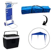 Kit Completo Praia Lazer e Camping com Tenda Fasterr 3x3 Carrinho e Cooler 19L Bel