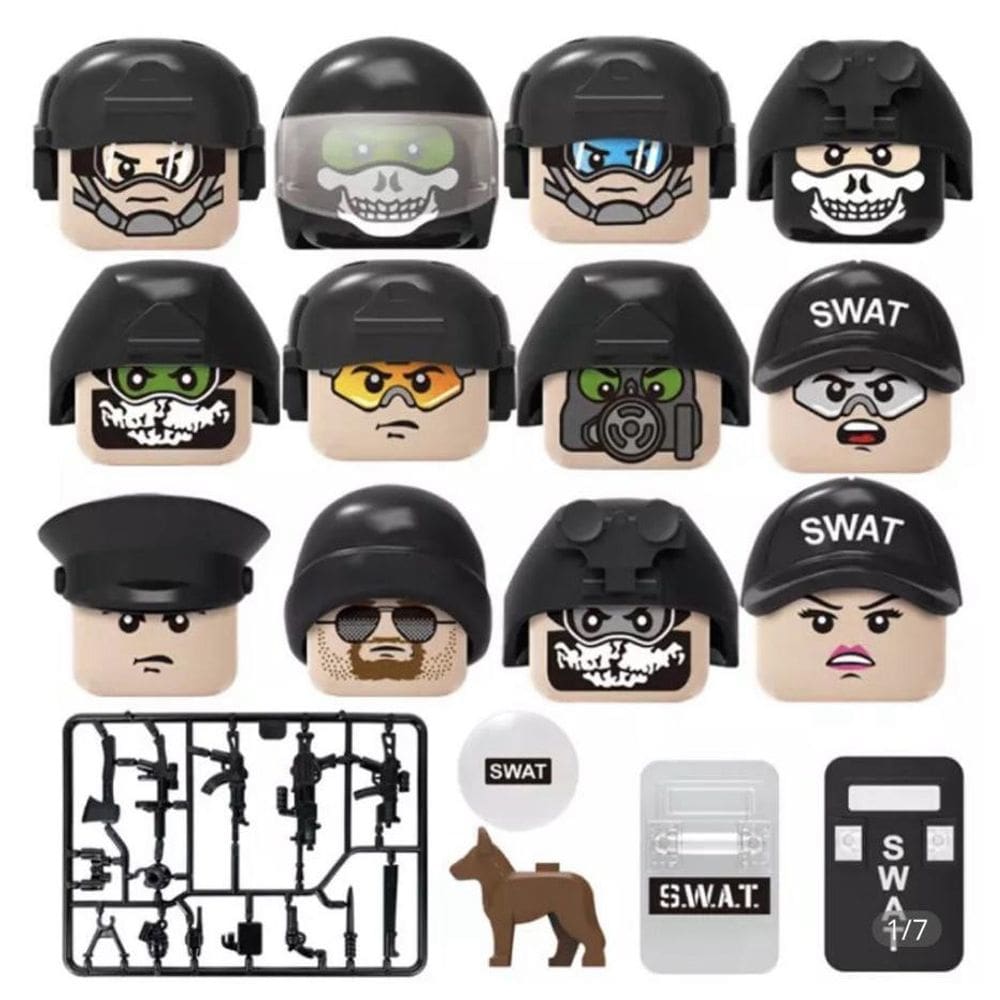 Blocos De Montar Kit 12 Bonecos Special Forces K9 Swat