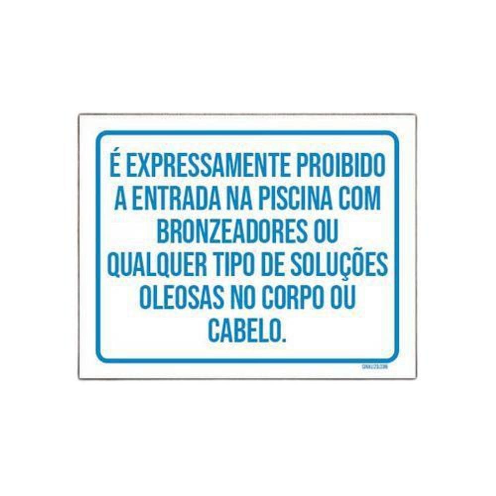 Kit 3 Placas Não Entra Piscina Bronzeador Soluções Oleosas