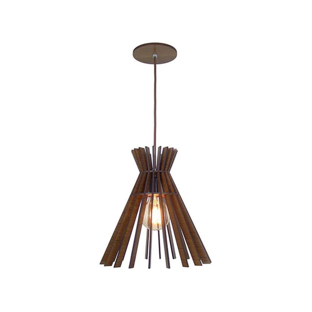 Luminária Pendente Ripado 28Cm Para Mesa Balcão