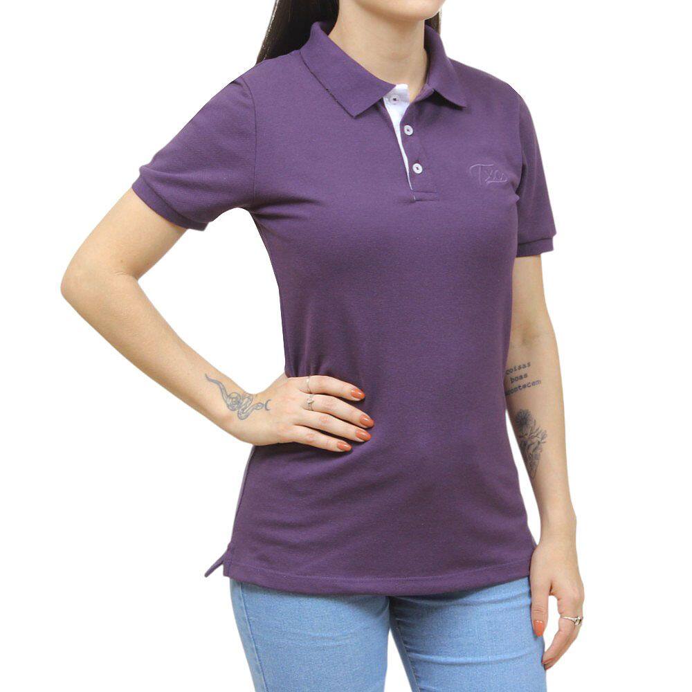 Camisa Gola Polo Feminina Slim Roxa TXC 38386