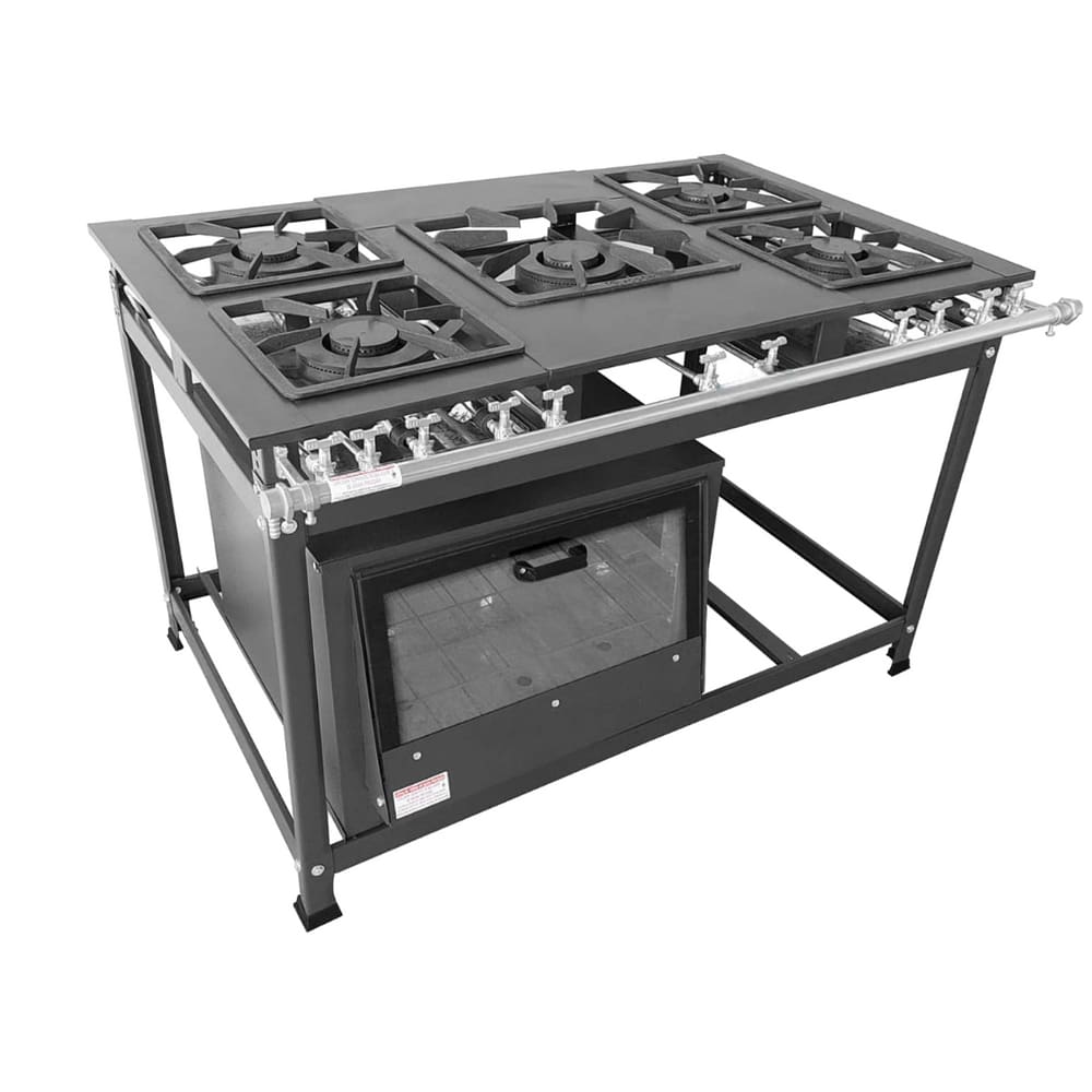 Fogão Industrial 5 Bocas Duplas 30x40 P7 com Forno Leona