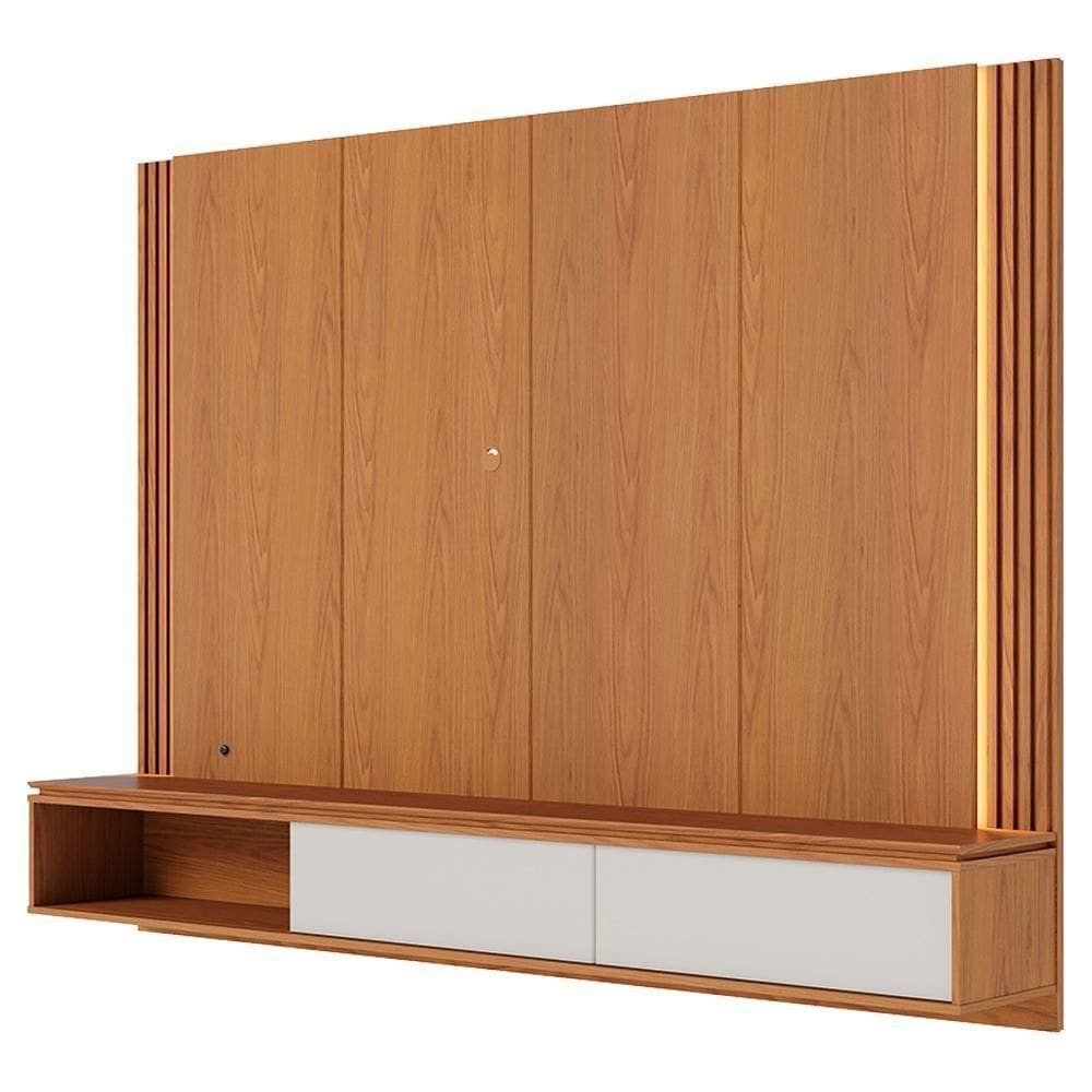 Painel Suspenso TV 75 Polegadas 217 Cm Loa Colibri Freijo Off White Matte