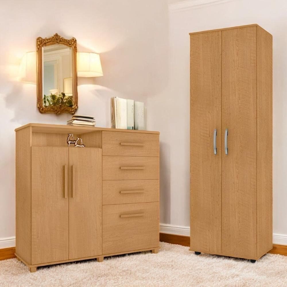 Conjunto De Cômoda E Multiuso Naturalle Para Quarto