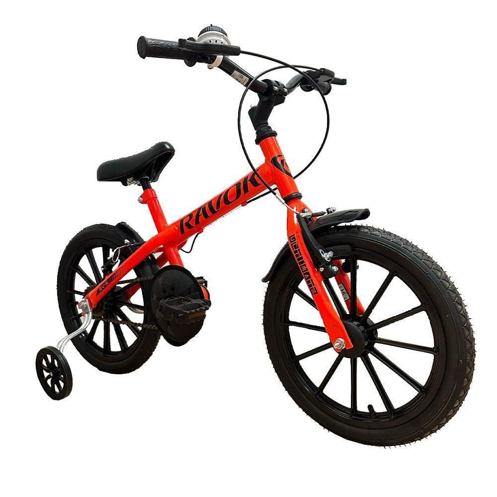 Bicicleta Aro 16 Infantil Com Rodinhas E Buzina 3 A 7 Anos Meninos Meninas Laranja