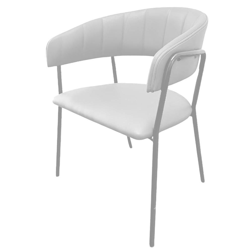 Cadeira com Braços Maraú PSG Móveis Estofada Courissimo Branco com Base Aço Prata