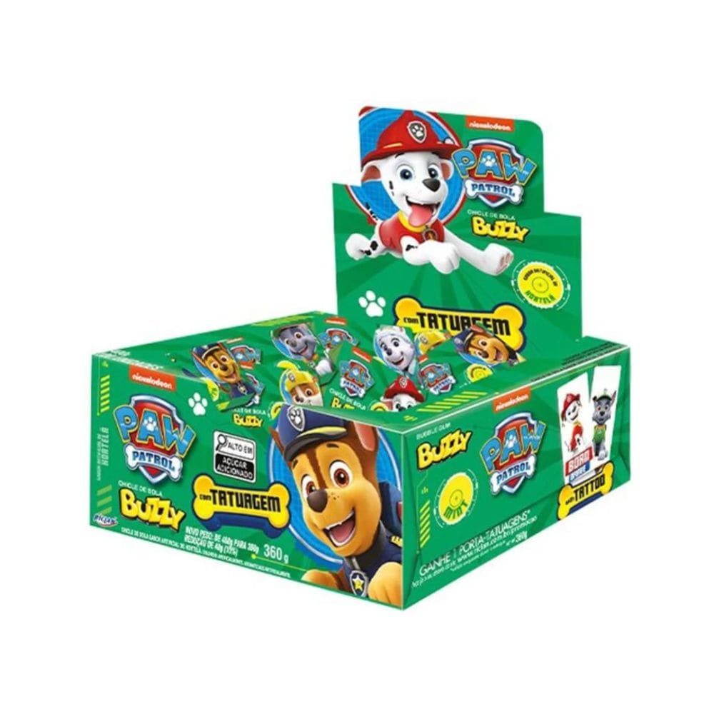 Chiclete Patrulha Canina Buzzy Hortelã C/100 Unid 400g