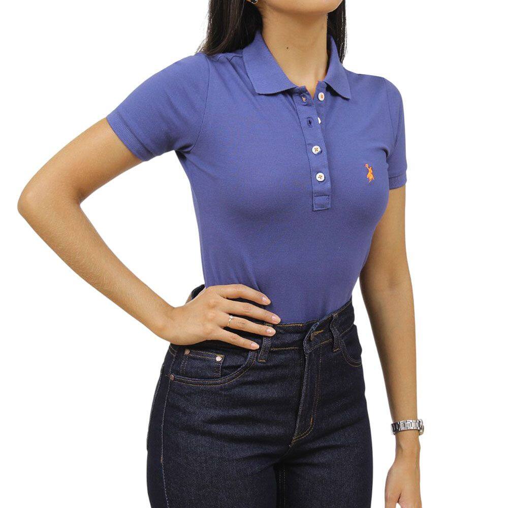 Camisa Gola Polo Feminina Azul Austin 38026