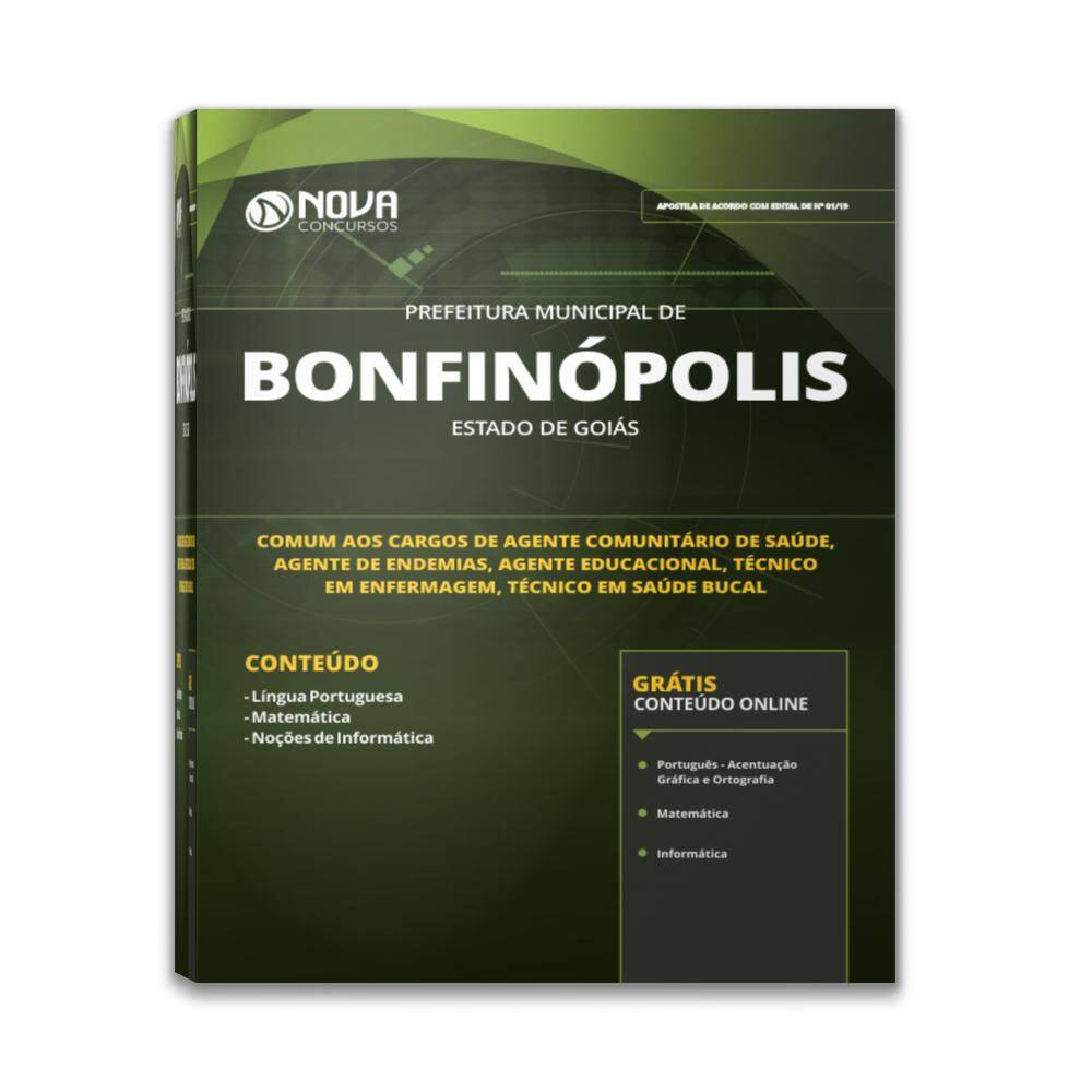 Apostila Bonfinópolis  Go 2019 Comum Cargos De Nível Médio