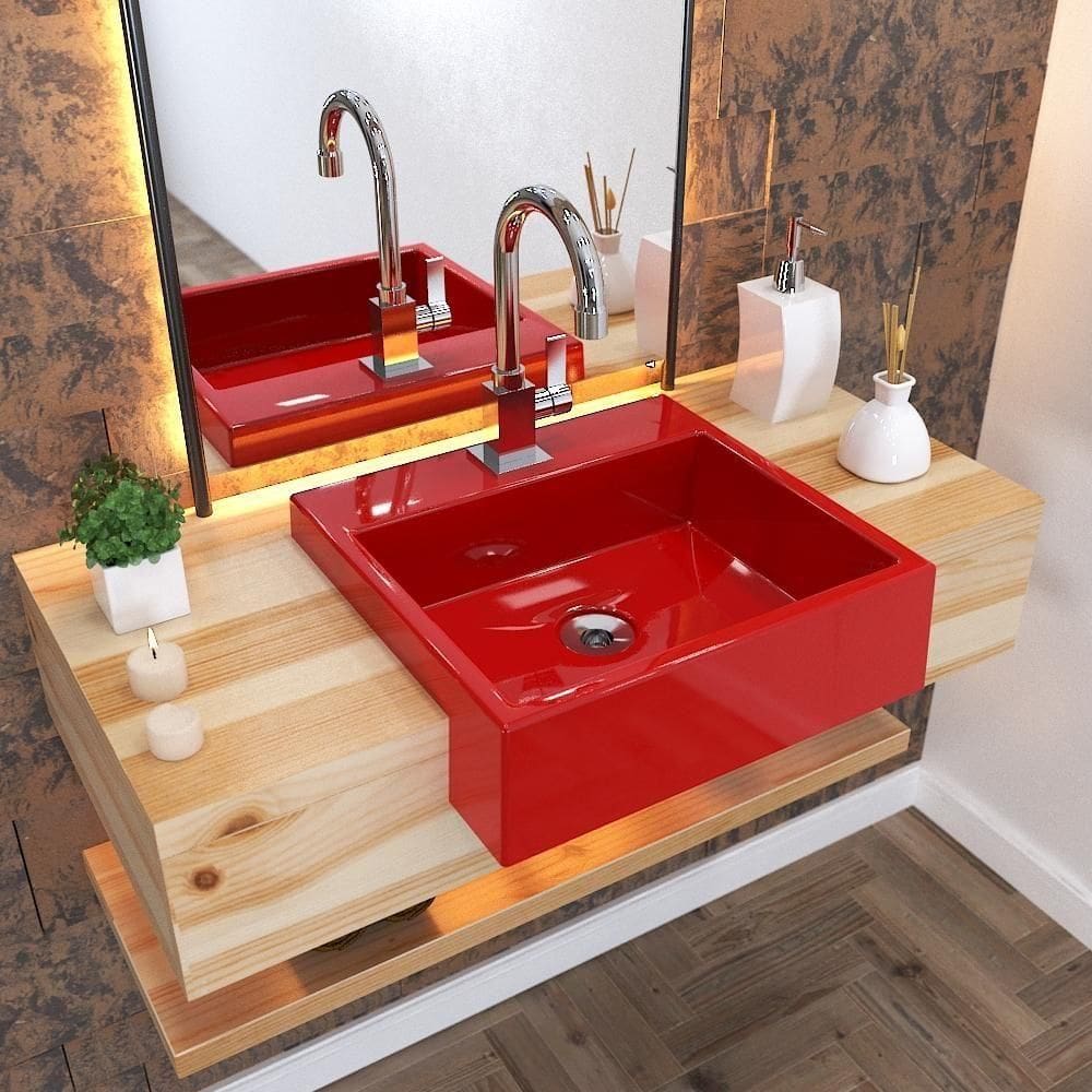 Cuba Semi Encaixe Quadrada Xq395w Colorida Vermelho