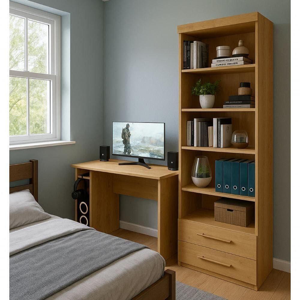 Conjunto Shadow Freijó Toq: Mesa Shadow + Livreiro Turim