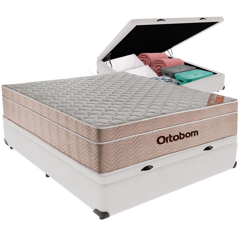 Cama Box Baú E Colchão Airtech Molas Ensacadas Viúvo Ortobom Viúvo Branco