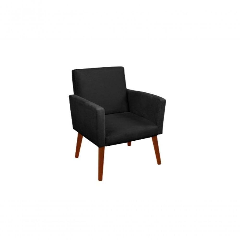 Cadeira Poltrona Estofada Luxo Decorativa para Sala de Jantar Mesa Quarto - Preta