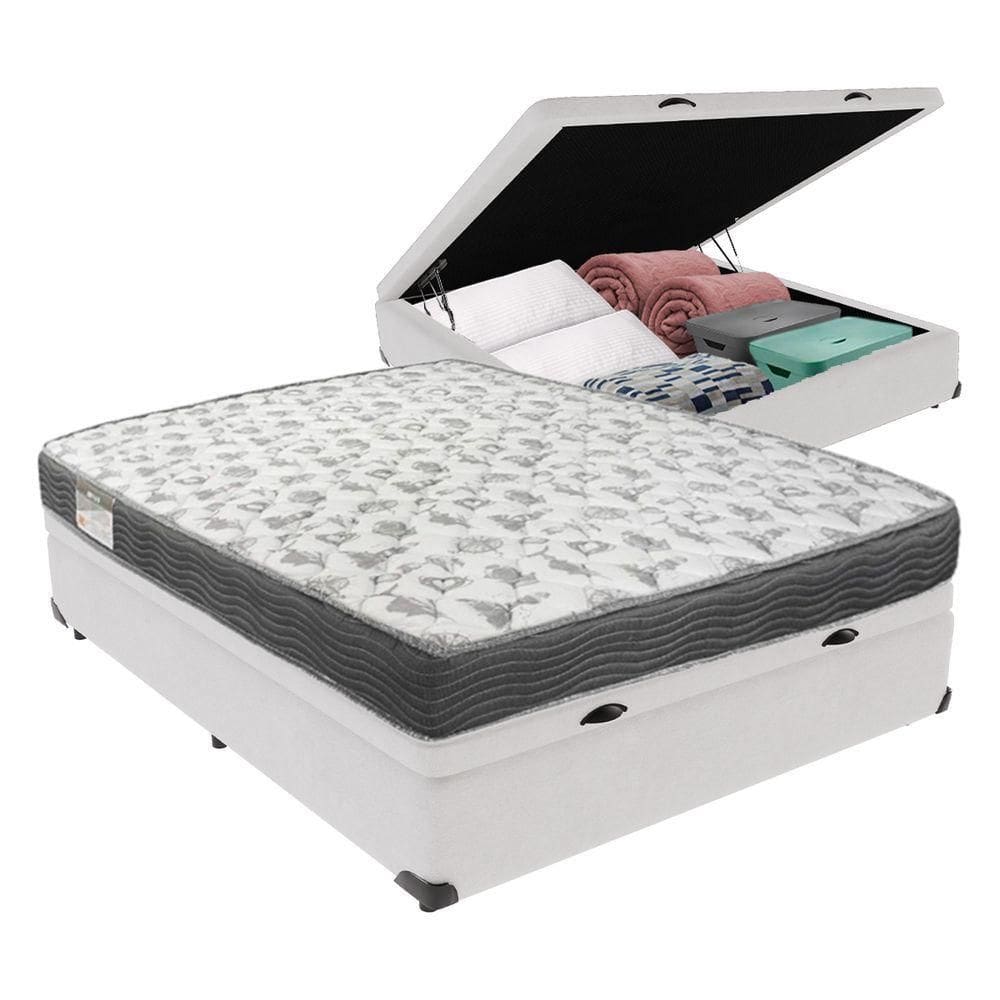 Cama Baú Ortobom Víuvo Iso100 Bege D33 Conforto Firme Branco