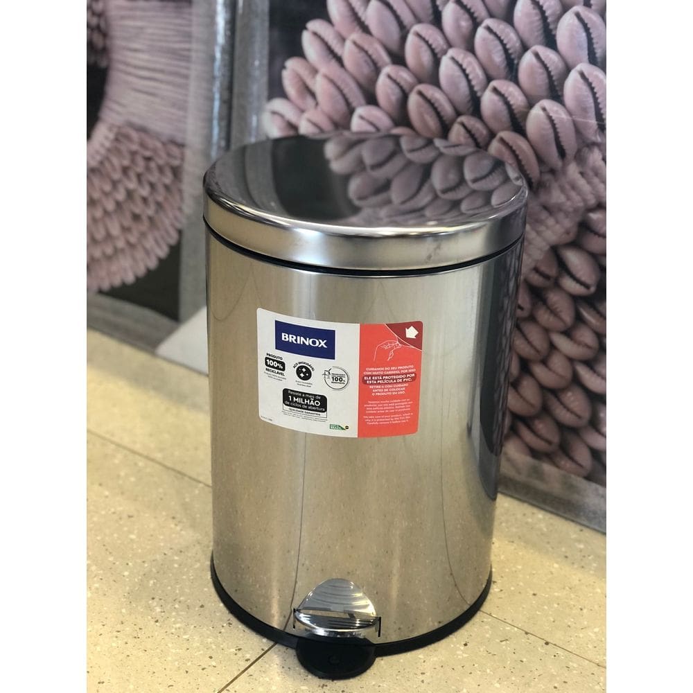 Lixeira Inox C/Pedal E Balde 20 L