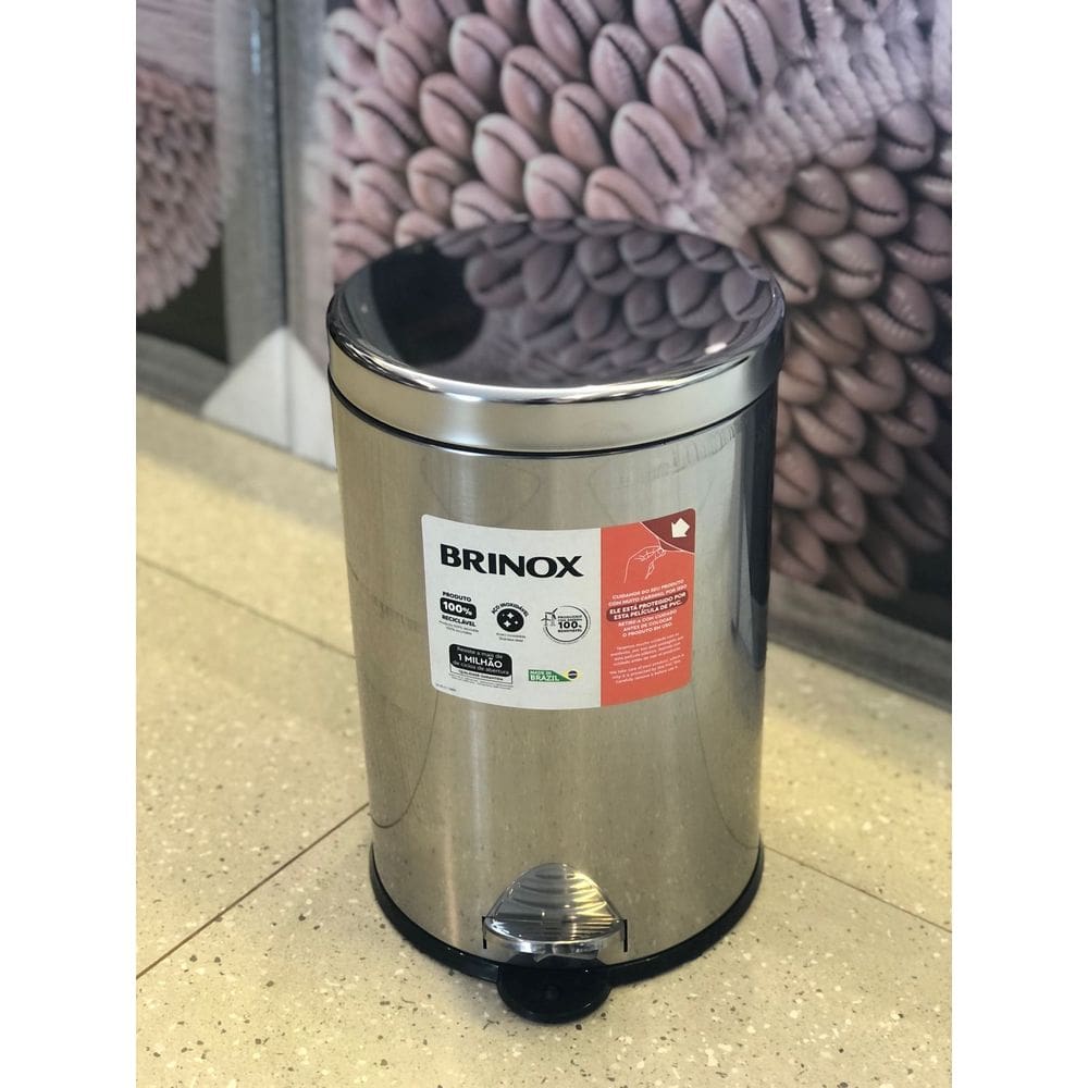 Lixeira Inox C/Pedal E Balde 12 L