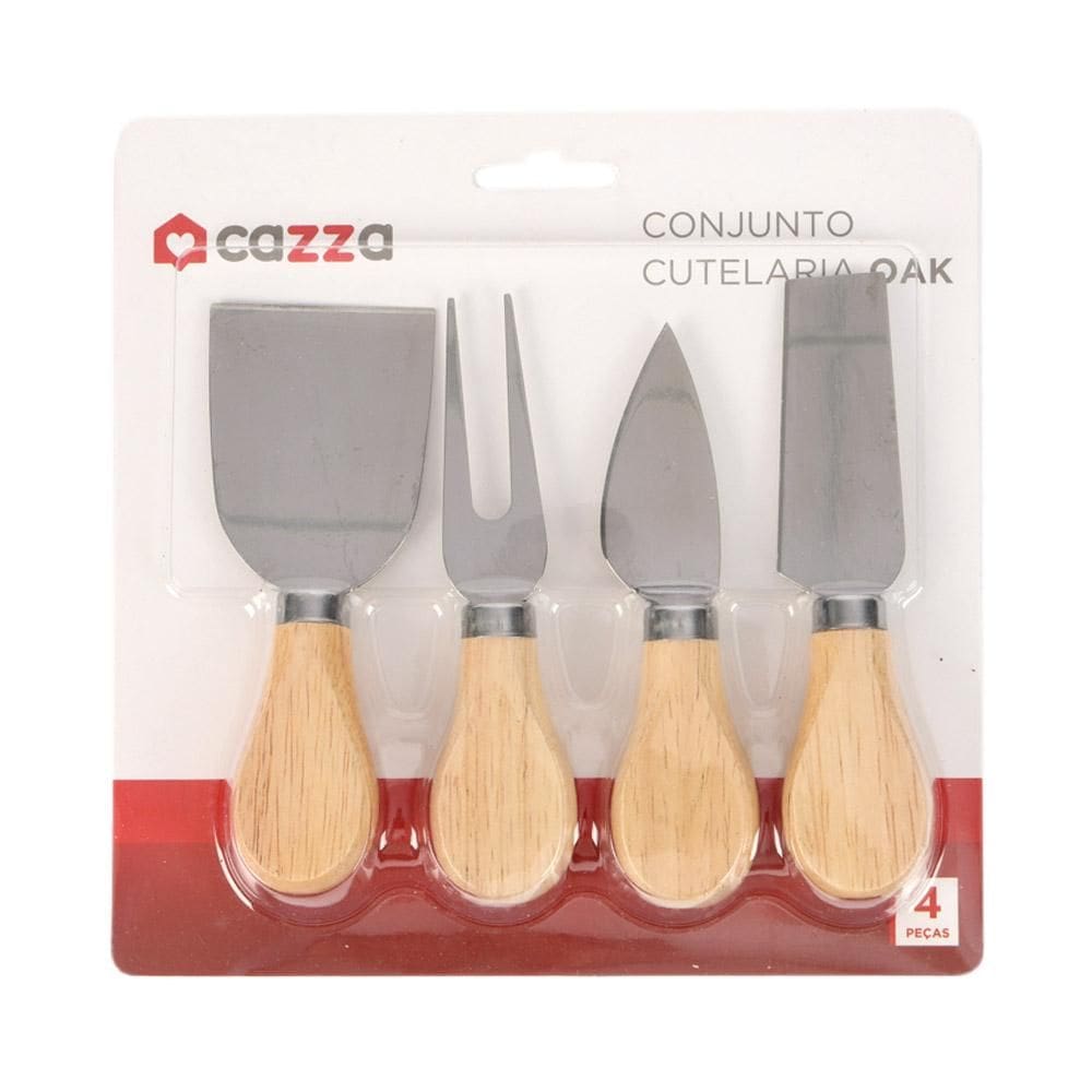 Conjunto Cutelaria para Queijo 4 Peças Oak Cazza