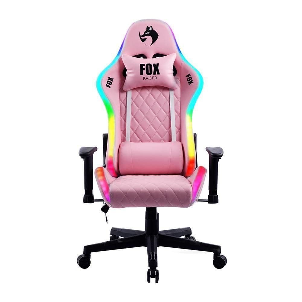 Cadeira Gamer Fox Racer Rgb Com Iluminação Led Rosa Ut-c1583l
