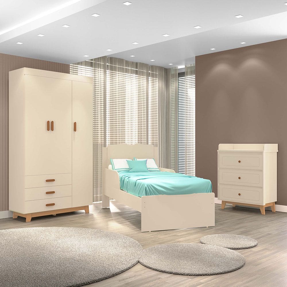 Quarto Infantil Triplo 100% em MDF com Cama Tuboarte Yago Happy Natan