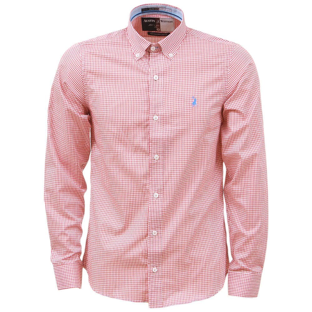 Camisa Xadrez Masculina Manga Longa Rosa Austin Western 38367