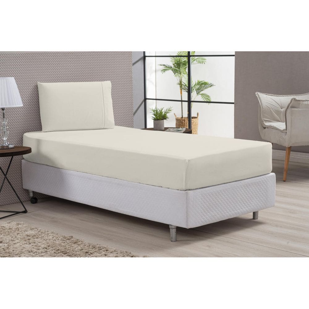 Kit Lençol E Fronha 80% Algodão Solteiro 180 Fios Palha