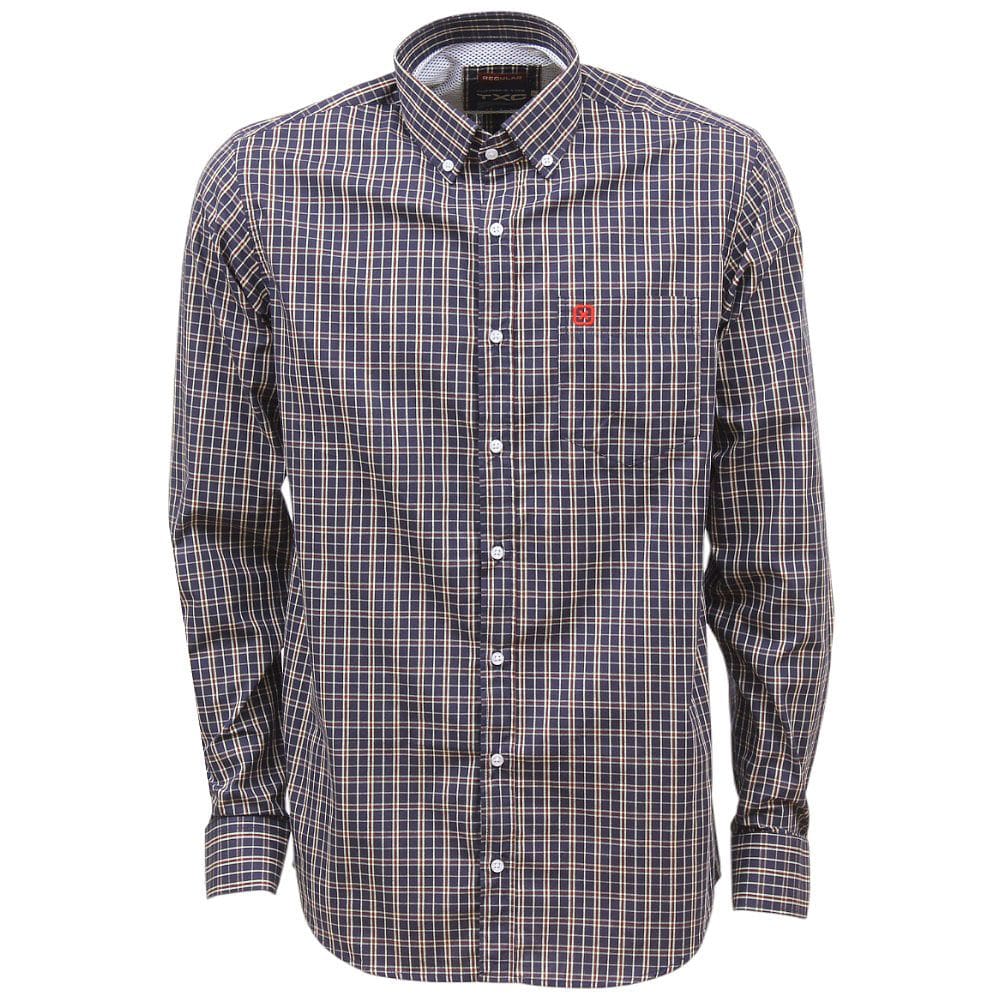 Camisa Xadrez Masculina Azul Marinho Manga Longa TXC 38272