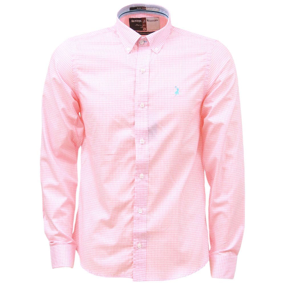 Camisa Xadrez Masculina Manga Longa Rosa Austin Western 38362