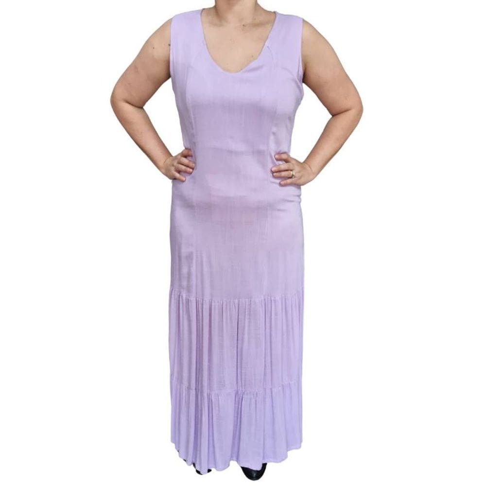 Vestido Feminino Raio De Luz Longo MC Liso