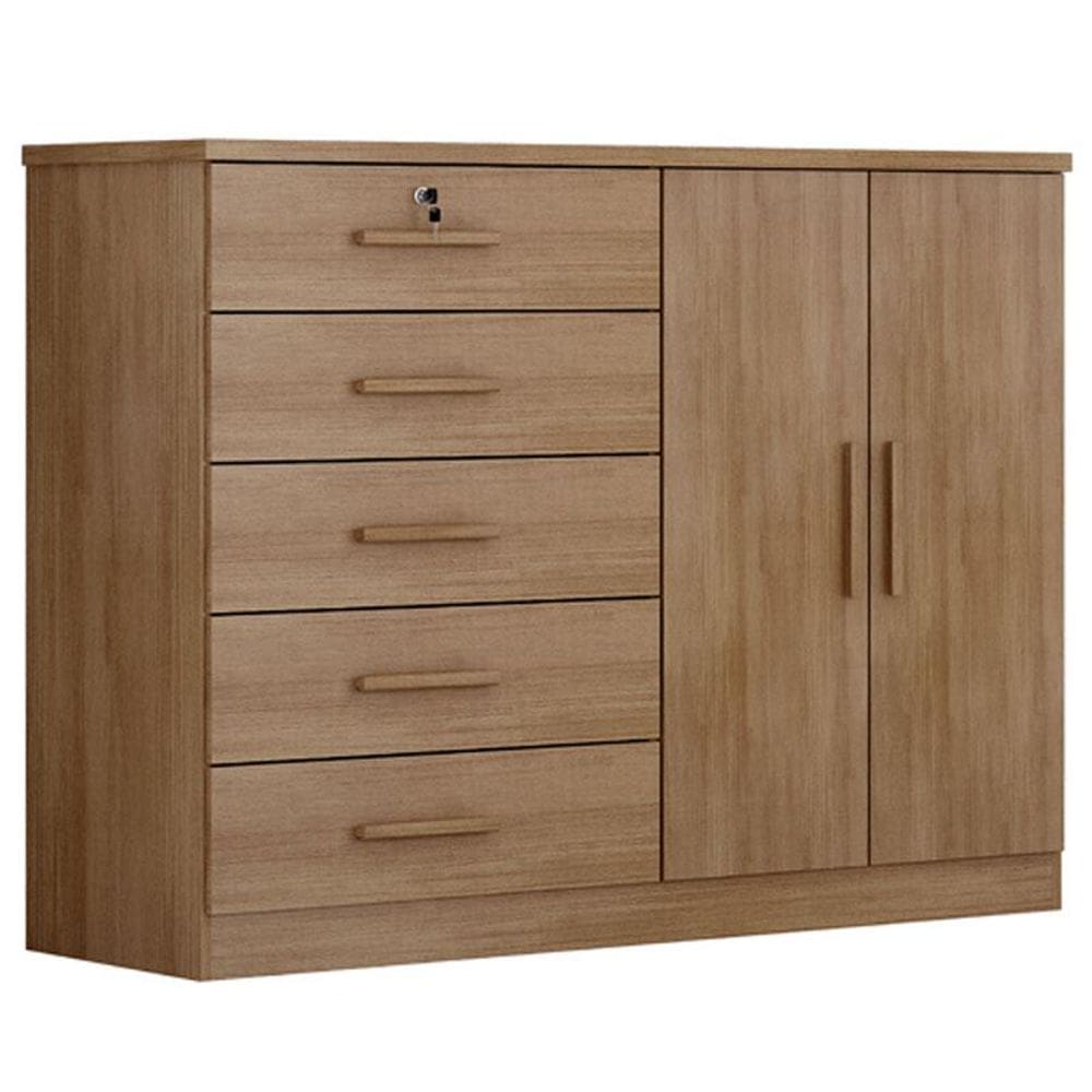 Cômoda Seul 2 Portas 5 Gavetas Cumaru 25 - Novo Horizonte