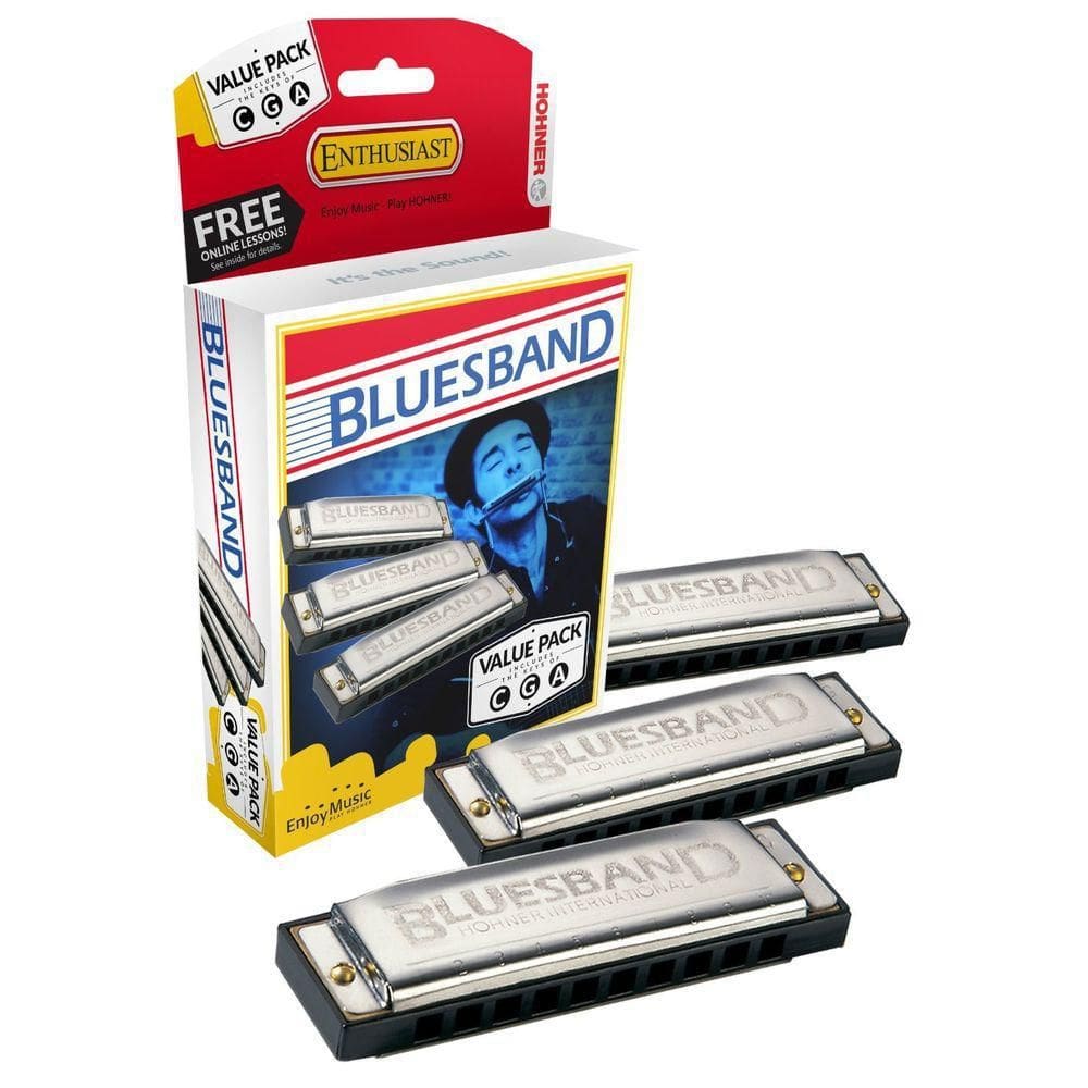 Kit Com 3 Gaita Harmônica Blues Band Hohner M559Xp