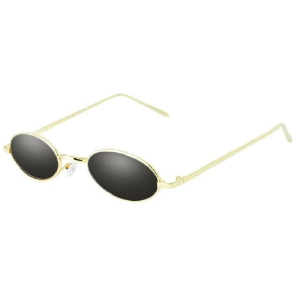 Óculos Oval Pequeno Trap Hype Retro Preto/Dourado Fino