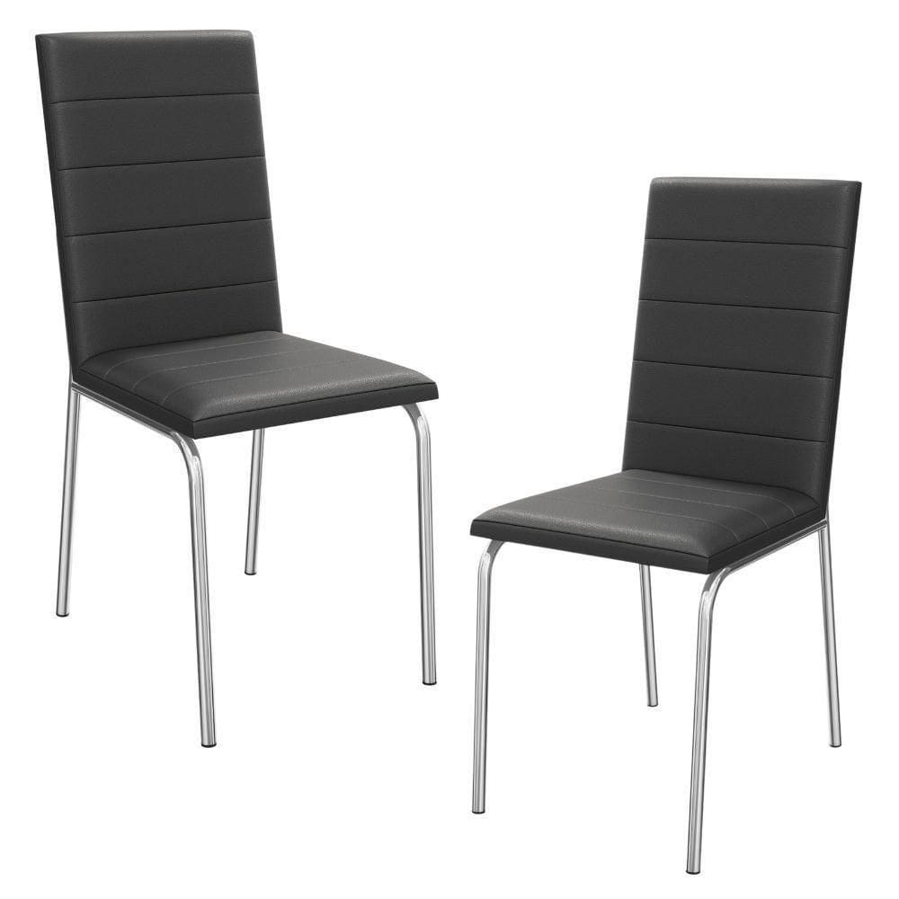 Kit 2 Cadeiras Cromada Sala Jantar Corino Kappesberg Preto