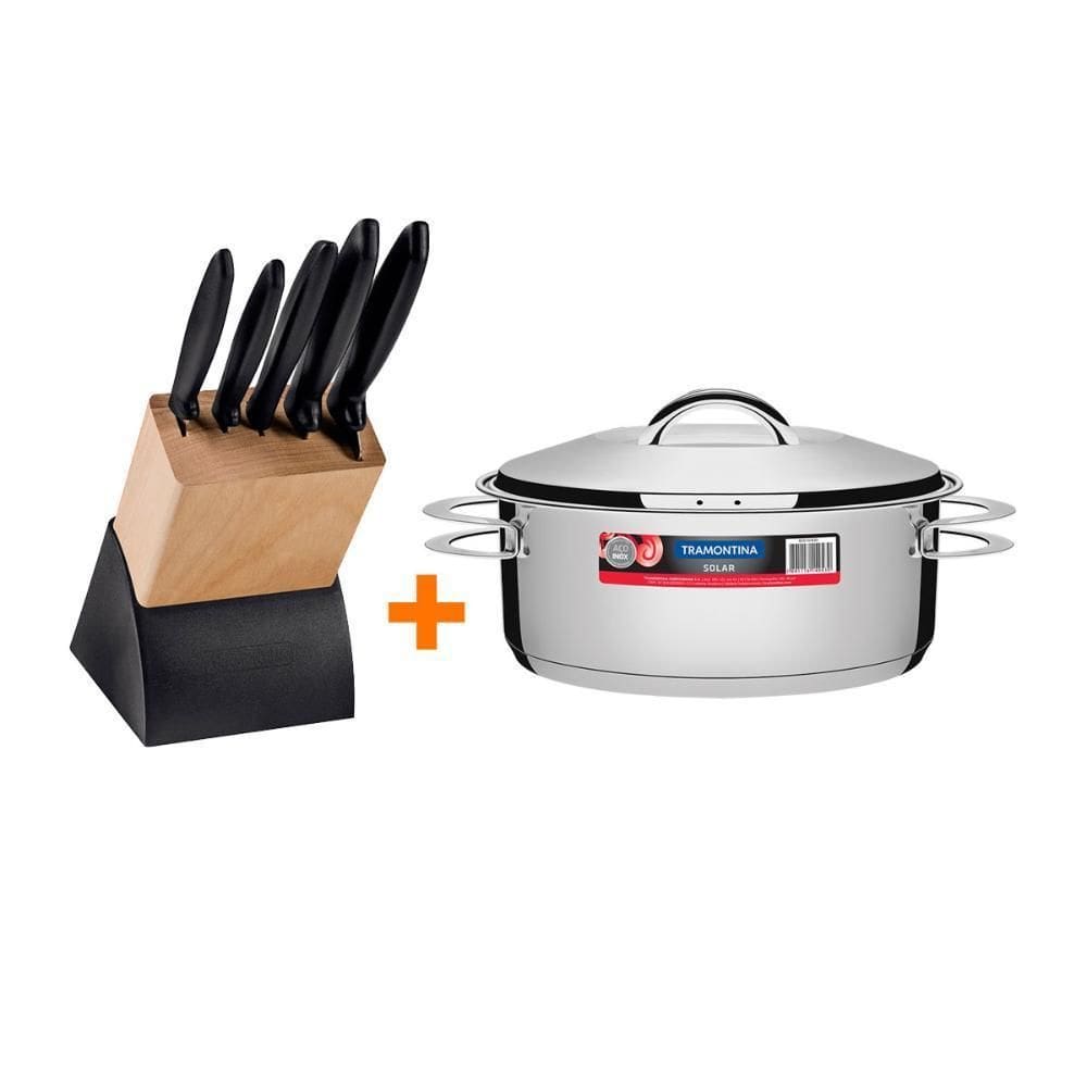 Faqueiro Plenus 6Pç + Panela Inox 7,1L Solar Pit3 Tramontina
