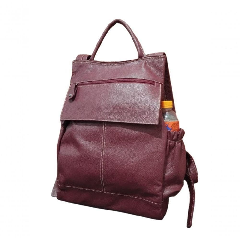 Mochila Feminina De Couro Grd Zup Cor Bordô
