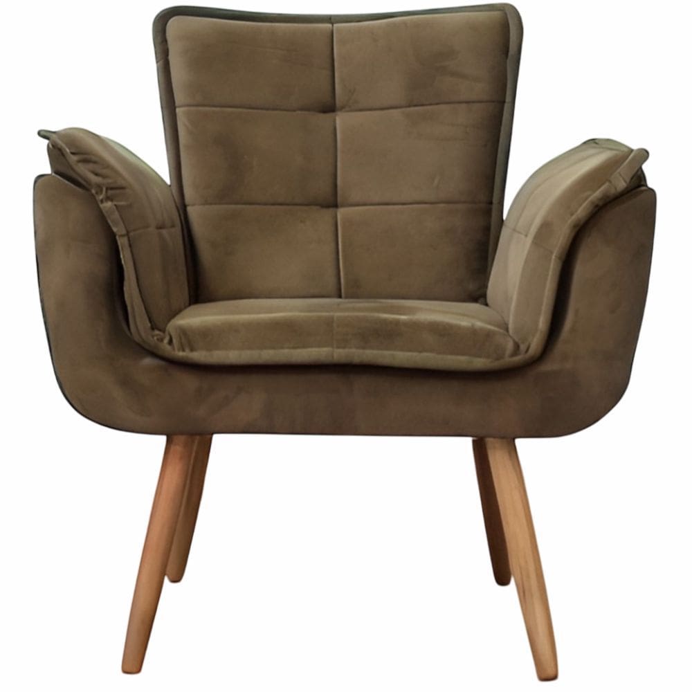 Poltrona Conflex Decorativa Opala Rafaela confortável estofada Chocolate pés palito de madeira maciça