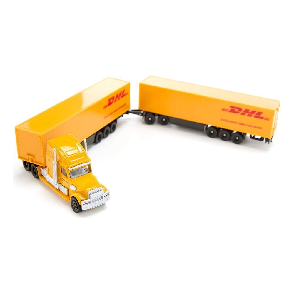 Miniatura Carreta Bitrem Freightliner DHL Siku 1/87 Metal