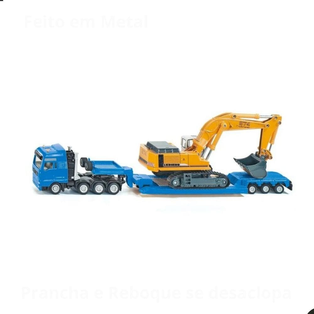 Miniatura Caminhão Prancha MAN e Escavadeira Liebherr 1/87
