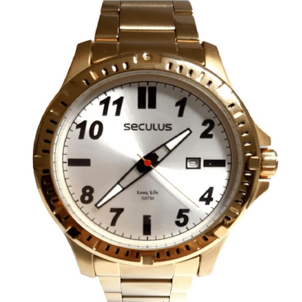 Relogio Masculino Dourado Seculus 20900Gpsvda1