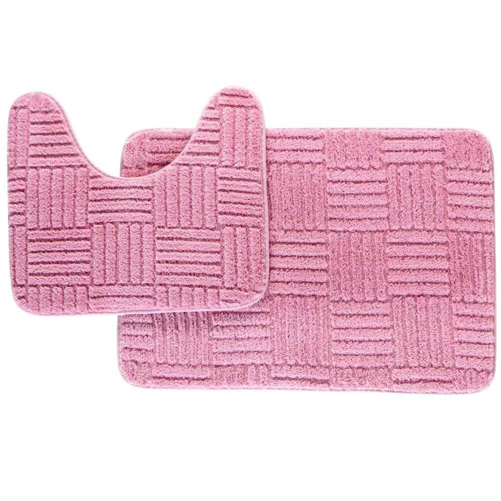 Jogo de Tapetes para Banheiro 2 Peças Corttex Aconchego Rosa