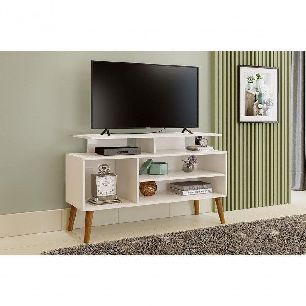 Rack Para Tvs 42 Retrô Lyon Off White E Canela Carmolar