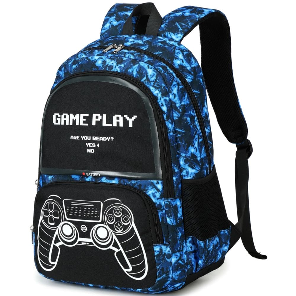 Mochila escolar CAMTOP para meninos e crianças, bolsas de livros, Blue Graffiti