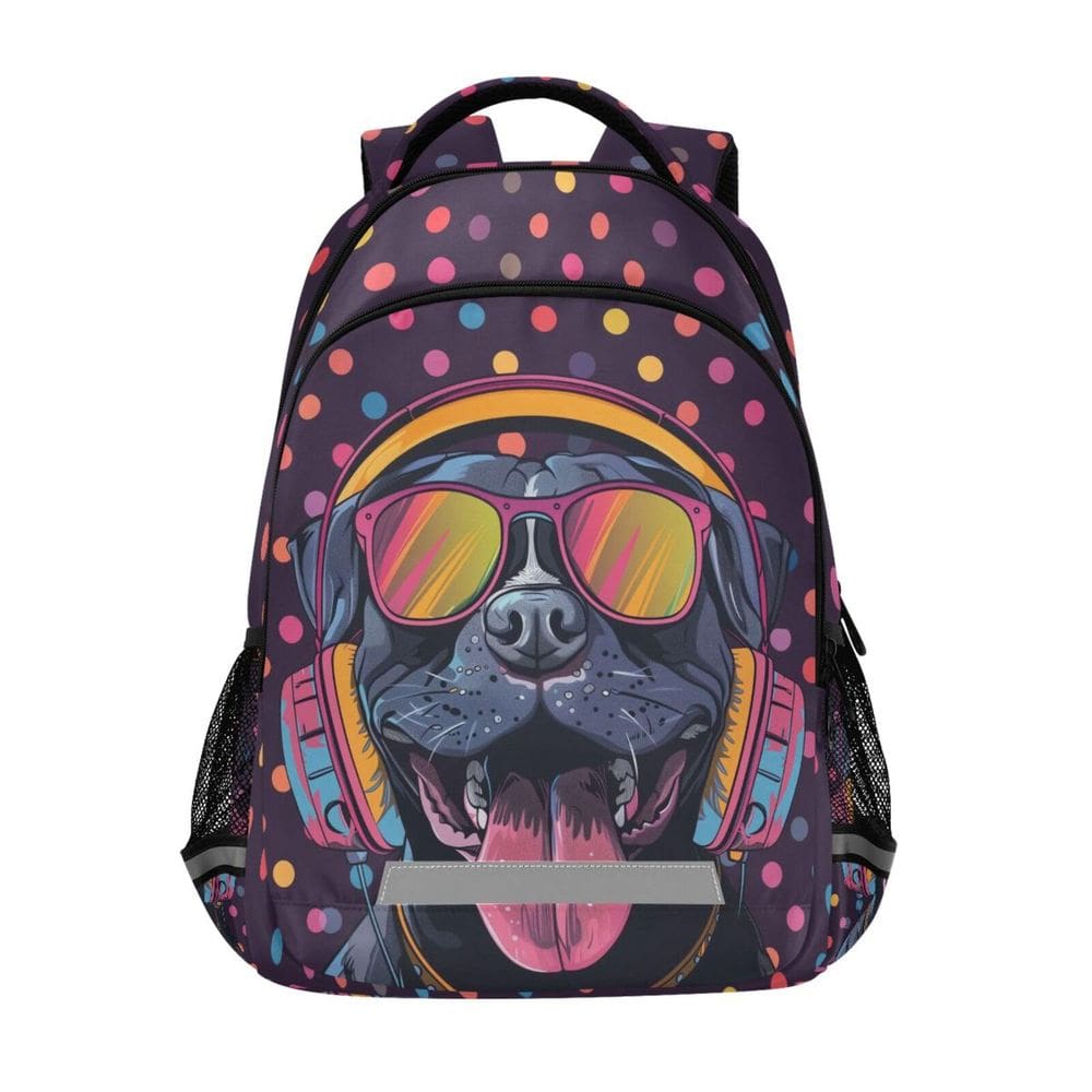 Mochila WEVIBOFU Pitbull Headphones Dog para crianças de 6 a 12 anos