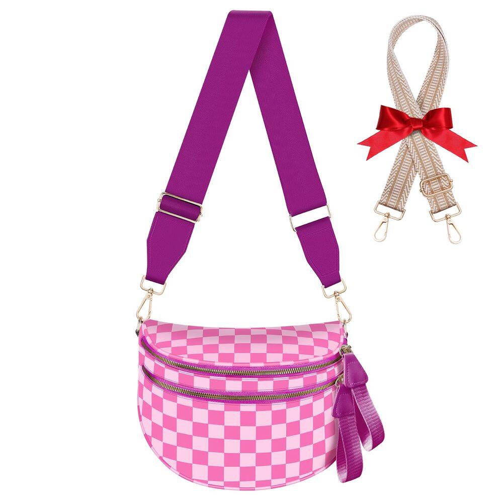 Bolsa tiracolo X-KIDS de nylon quadriculado para mulheres com alça extra