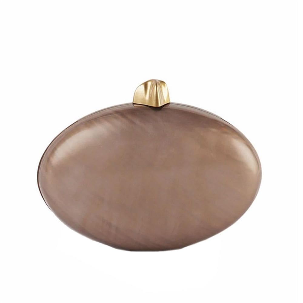 Bolsa de embreagem Wudiaoer Cute Pearl Acrylic Oval Brown para mulheres