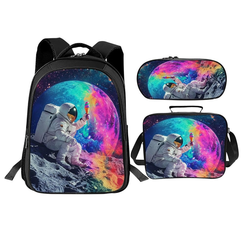 Conjunto de mochilas Trimety Astronaut de 3 peças School com lancheira
