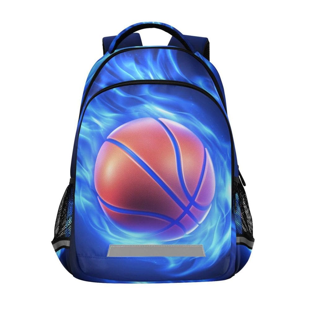 Mochila WEVIBOFU Blue Fire Basketball para crianças de 6 a 12 anos