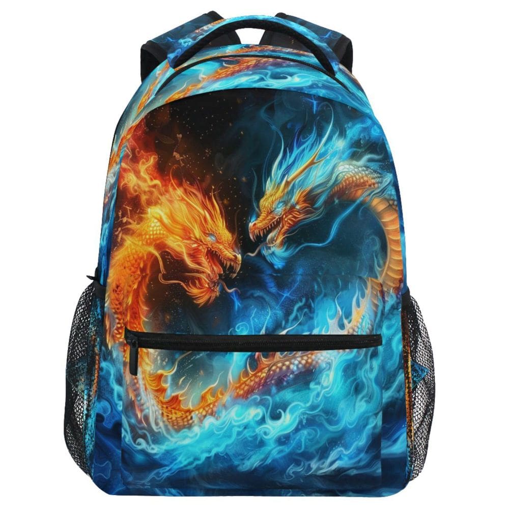 Mochila Wamika Cool Dragon para crianças School Fire Ice Dinosaur