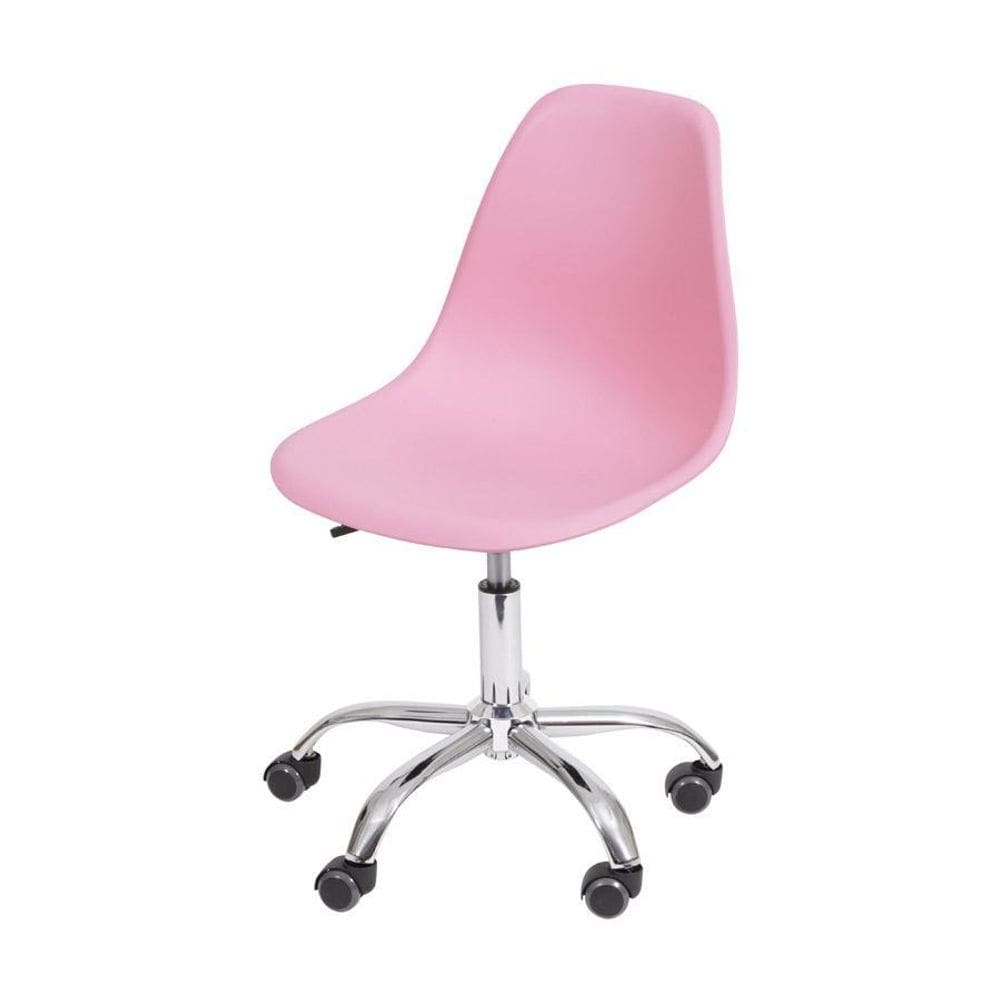 Cadeira Boxbit Dkr Eames Base Em Rodízio Rosa