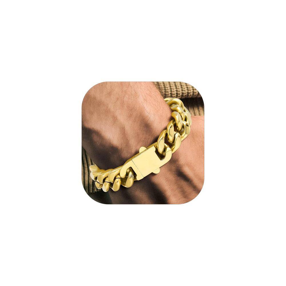 Pulseira Richsteel Cuban Link Chain em aço inoxidável 316L